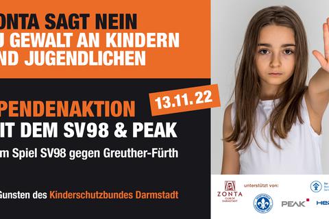 Mit dem Plakat macht der Zonta Club Darmstadt auf Gewalt gegen Kinder und Jugendliche aufmerksam.