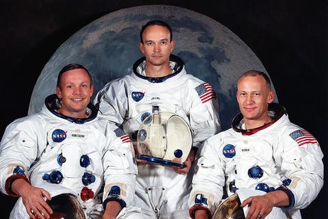 Die Besatzung von «Apollo 11», die Astronauten Neil Armstrong, Michael Collins und Edwin Aldrin (v.l.).  Foto: dpa/Nasa