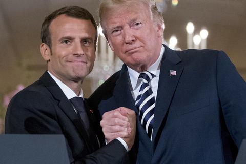 Der französische Präsident Emmanuel Macron und der US-Präsident Donald Trump. Foto: dpa
